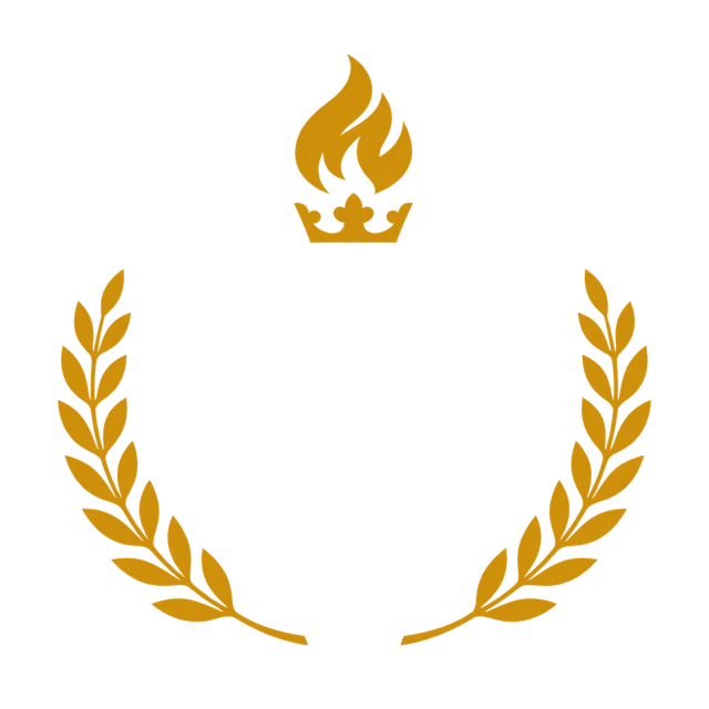 The WOT-ISLT crest: shield, globe, torch, crown, flame and laurels
